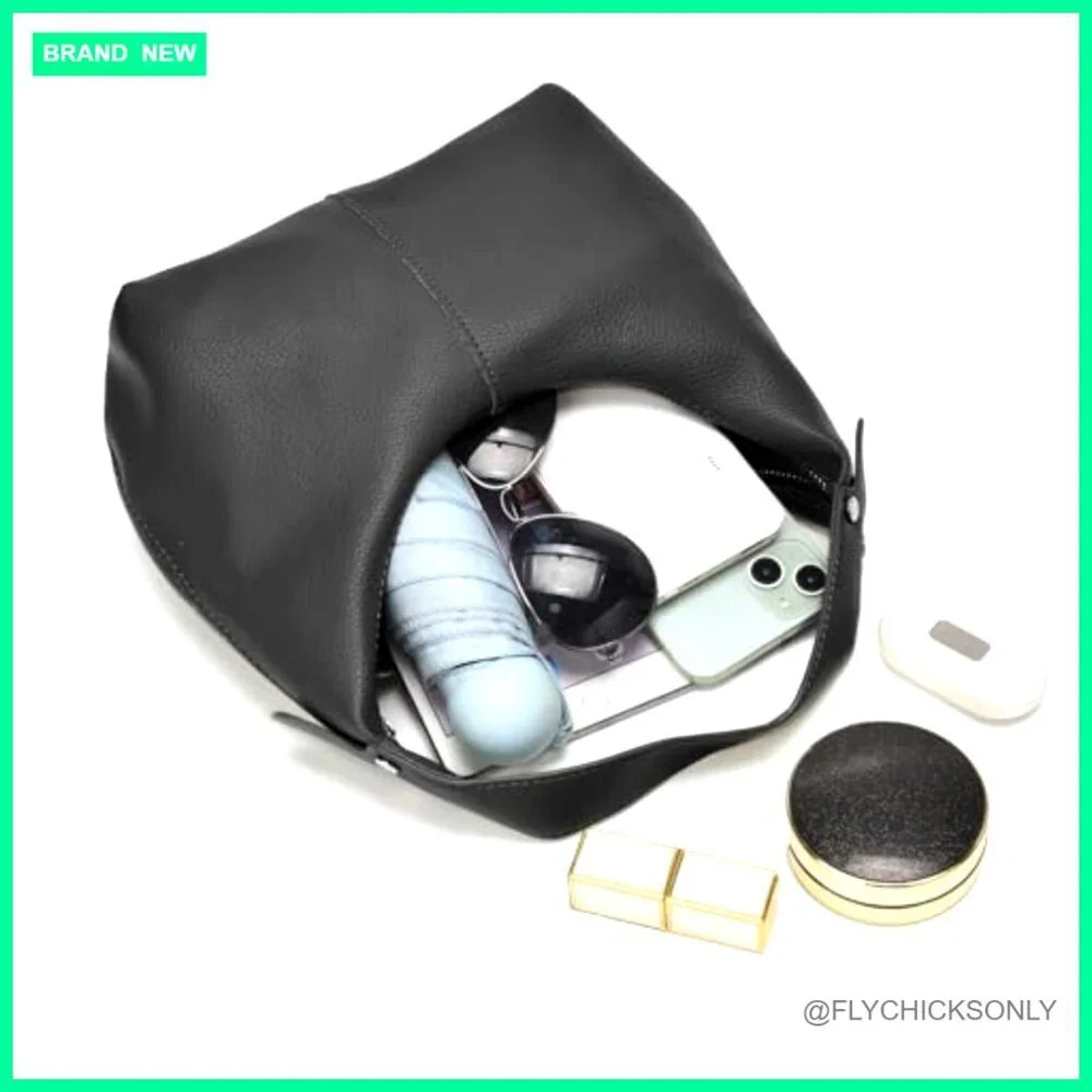 Medium Crossbody Hobo Bag with Zipper Closure and Shoulder Strap